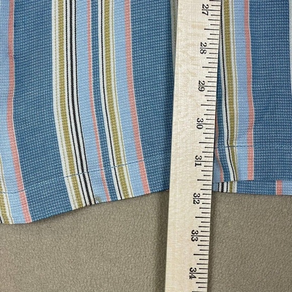 Tommy Bahama Button Up Shirt Adult Large Blue Striped Hawaiian Beach Silk Mens - Picture 4 of 10